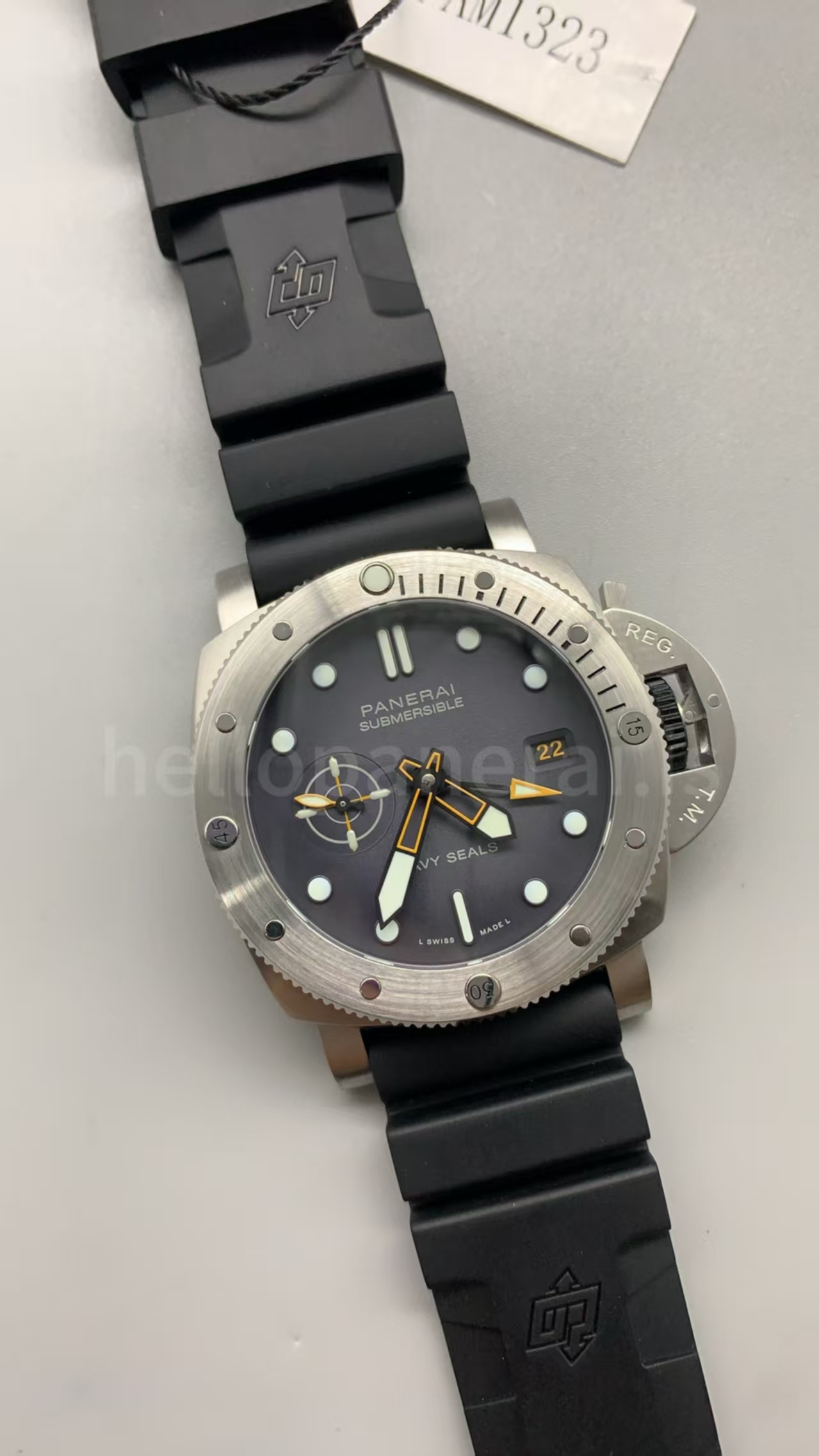 Replica PAM 1323 Panerai Submersible GMT Navy Seals Clone P.900 Movement Black Rubber Band - Image 3