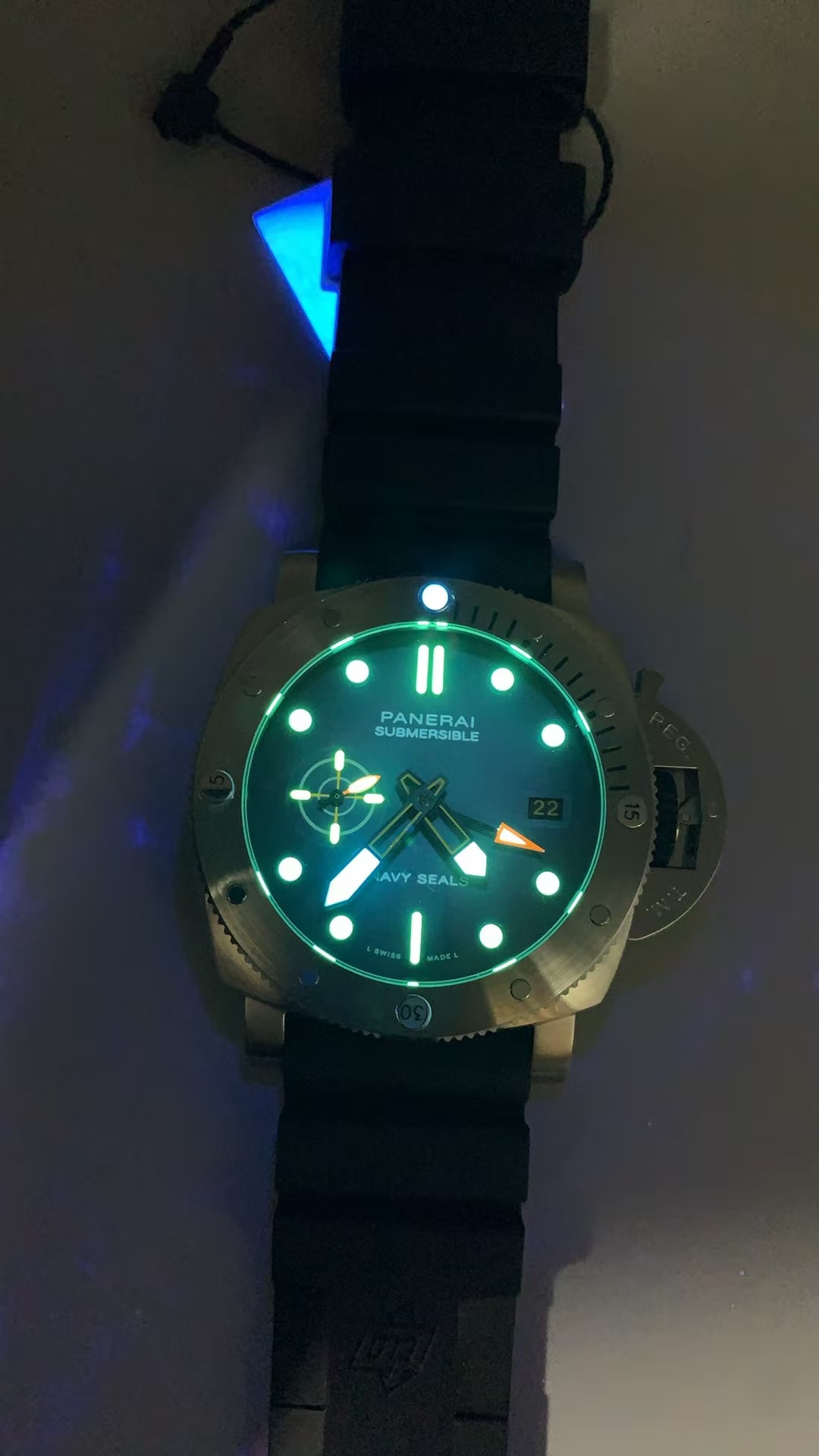 Replica PAM 1323 Panerai Submersible GMT Navy Seals Clone P.900 Movement Black Rubber Band - Image 8