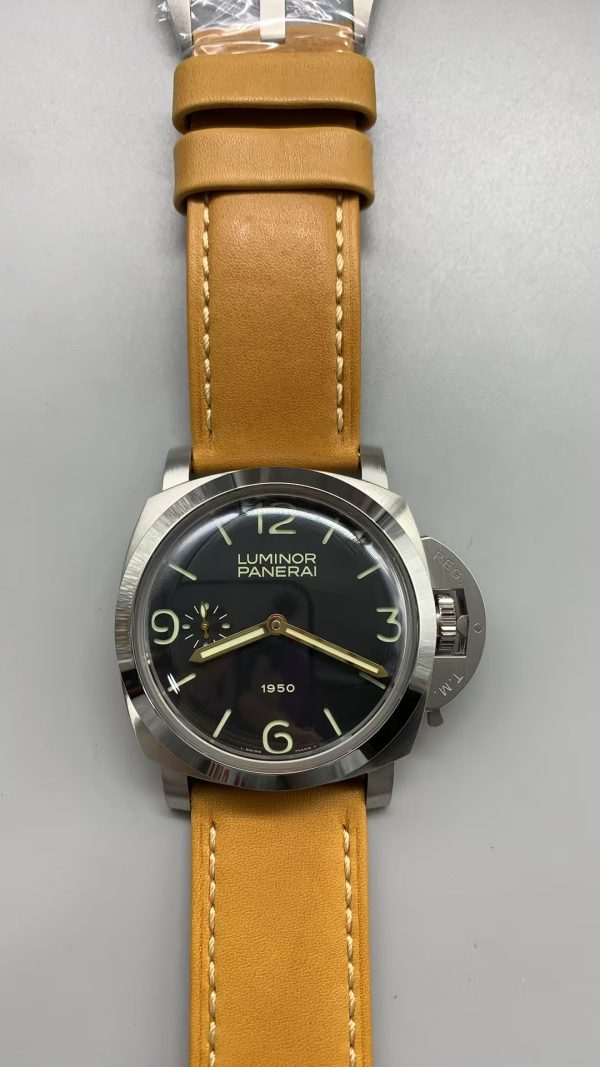 Replica PAM 127 Panerai Luminor 1950 Fiddy 6497 Movement Brown Leather Strap