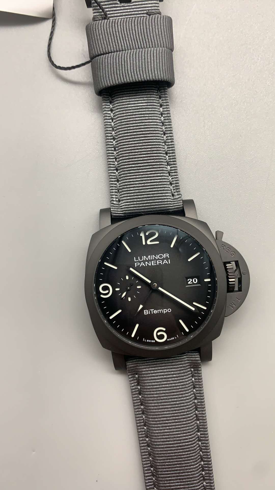 Replica PAM 1467 Panerai Luminor BiTempo 44mm Titanium DLC Case Grey Dial P.9010 Movement - Image 3
