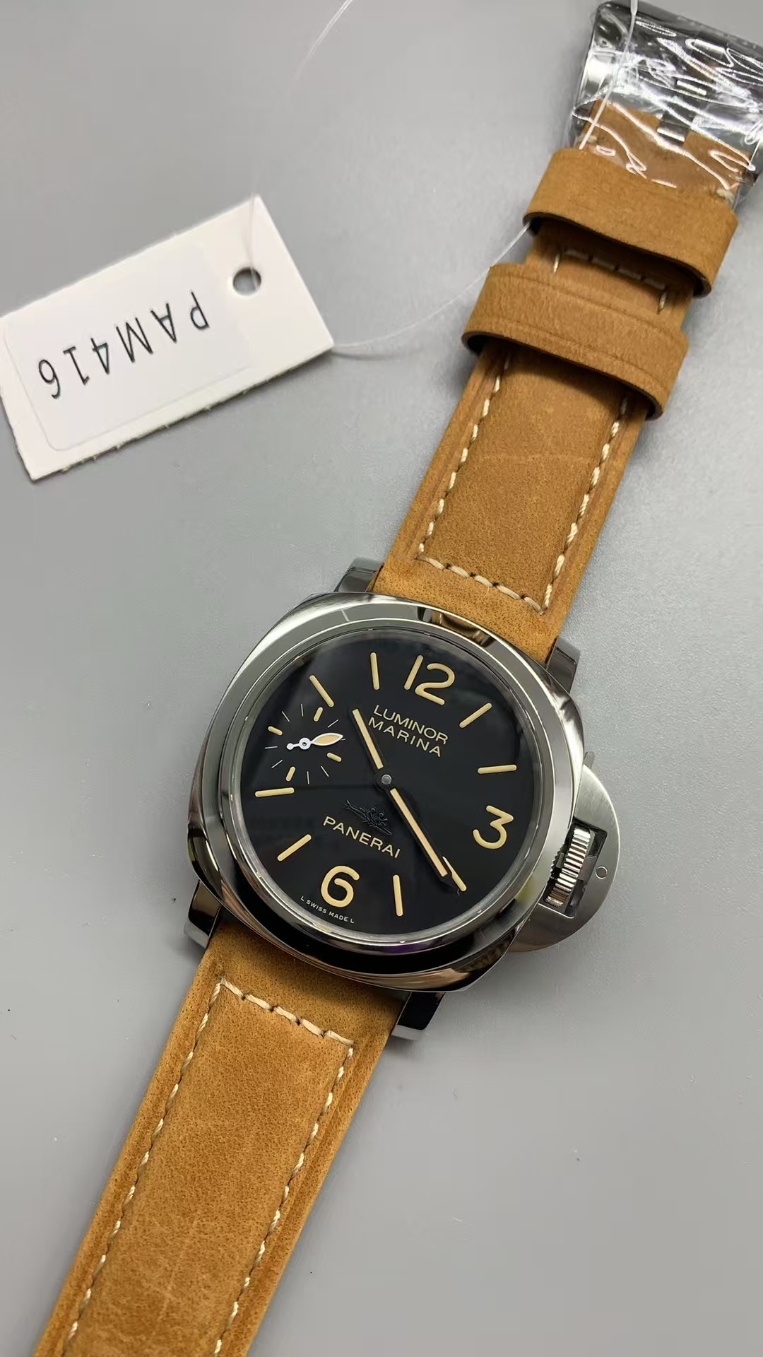 Replica PAM 416 Panerai Luminor Marina Beverly Hills Boutique Clone 6497 Movement Black Dial - Image 4
