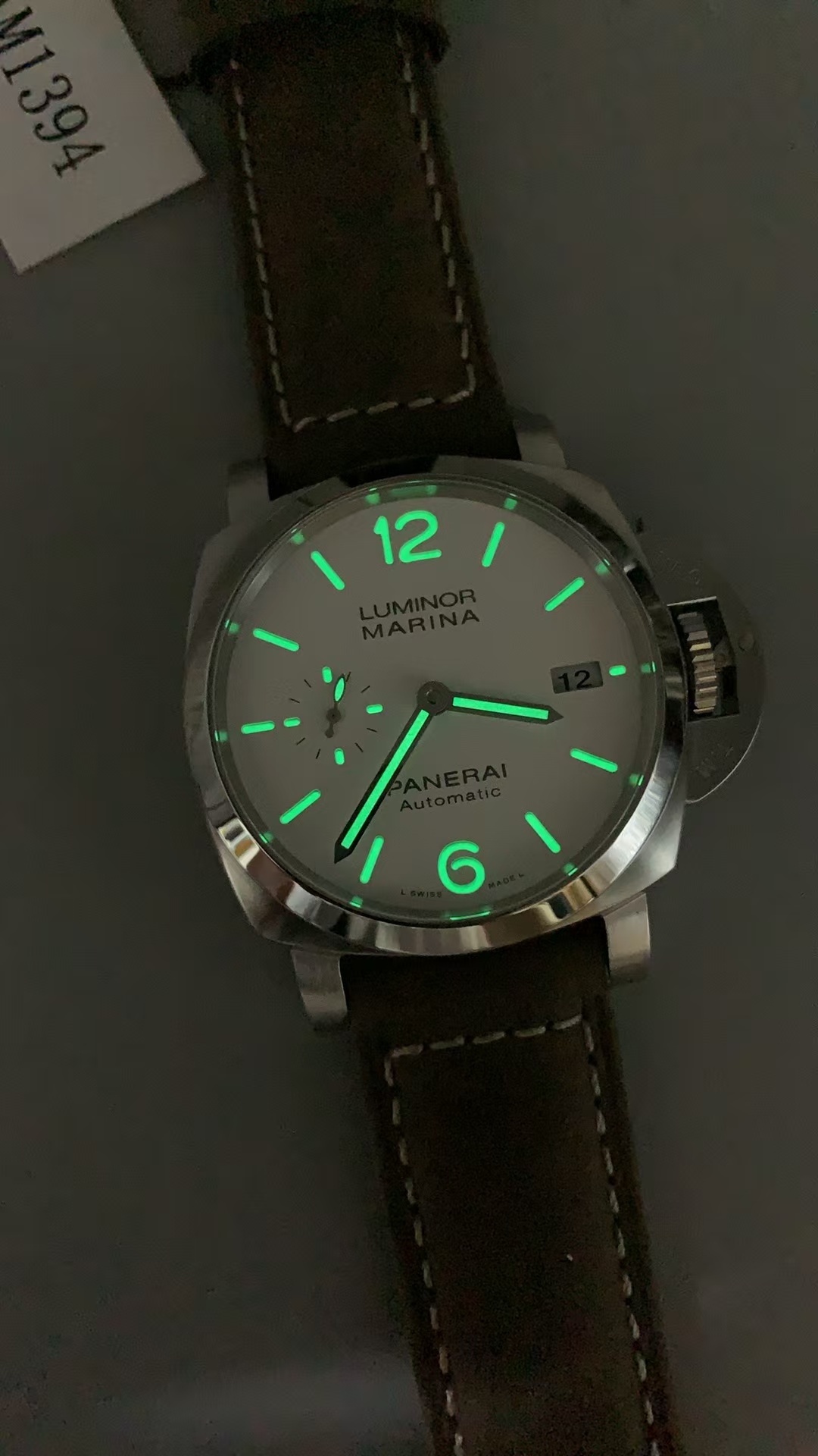 Replica PAM 1394 Panerai Luminor Marina P.9010 Movement White Dial Brown Leather Strap - Image 9